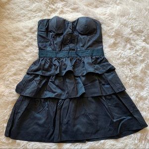 KIMCHI BLUE pinstripe strapless ruffle dress